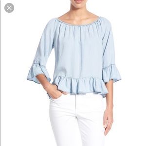 Sanctuary size Small Julia ruffled crop chambray